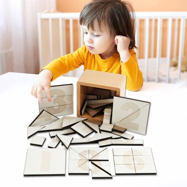 Träskiva Geometrisk Formsortering Matematik Pussel Spel Leksak