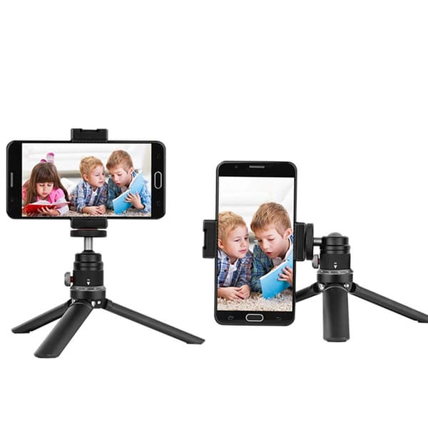 Kraftig kulehode i aluminium med sidelåseknapp for DSLR-telefontripoder