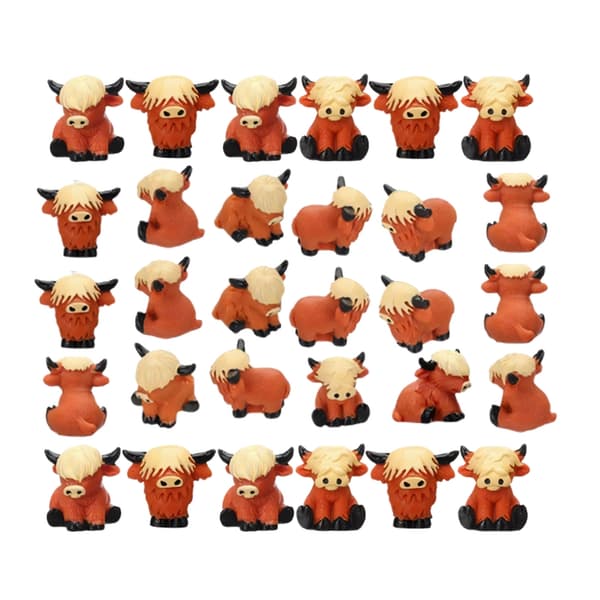 Miniature Ko-Statue Havepynt Mini Highlands Ko-Figurer Kagepynt