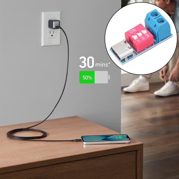 2 st USB C PD Trigger Modul Kort QCDecoy Enhet för Snabbladdning