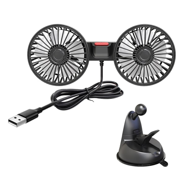 Kaksipäinen auton tuuletin USB virtalähteellä toimiva jäähdytystuuletin auton imukuppien jäähdytystuulettimeen