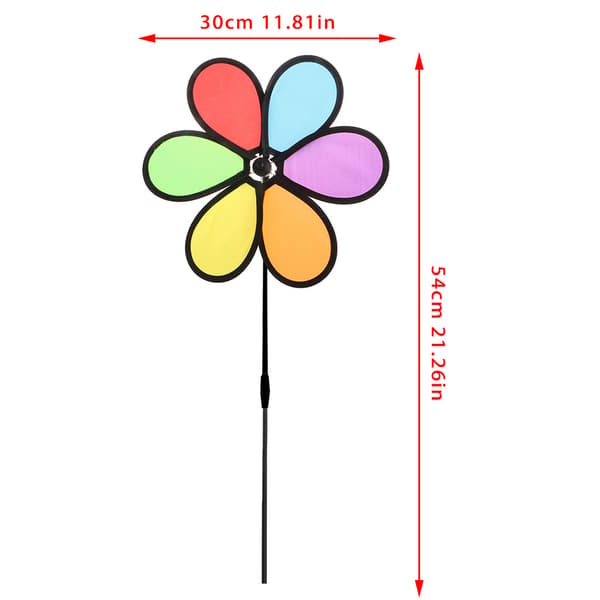 Färgglad Regnbåge Dazy Blomma Snurra Vind Kvarn Trädgård Utomhus Dekor