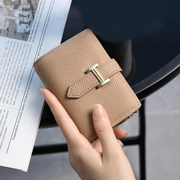 Lychee Texture Pocket Card Holder Kortholder Bankkort Pung Portable Light Grey