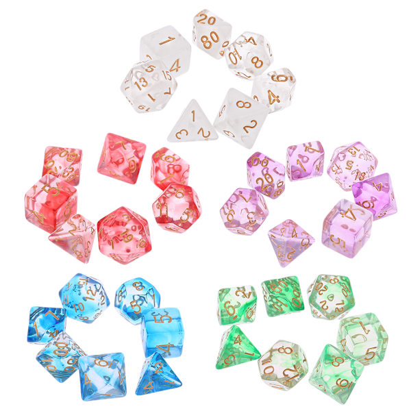 7 st/set Akryltärningar Bordsspel Tärningar D4 D6 D10 D12 Polyhedral Tärningar White