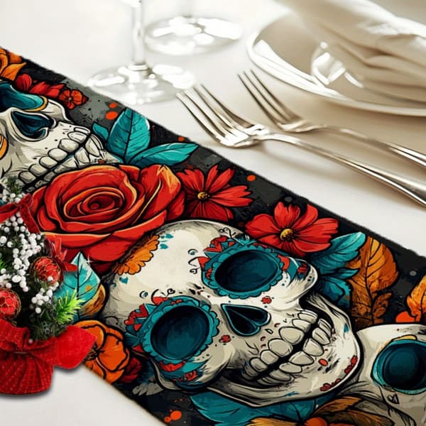 Eerie Halloweens Bordløper Skull Creation Gathering Materials Deck