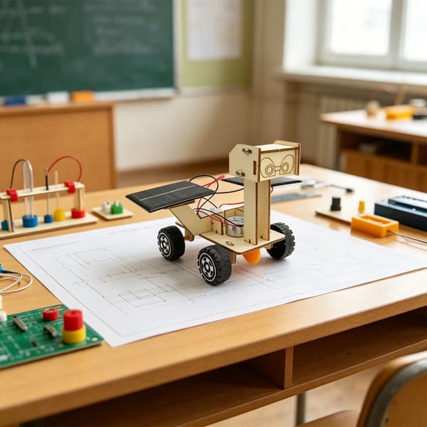 Trä Solar Driven Månbil Set Pedagogisk Leksak för Student Lärare