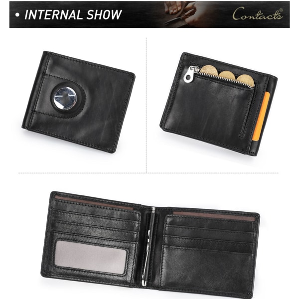 Män Läder Slim Plånbok RFID Casual Money for Case Man Plånböcker för AirTag hållare Kreditkort Liten plånbok