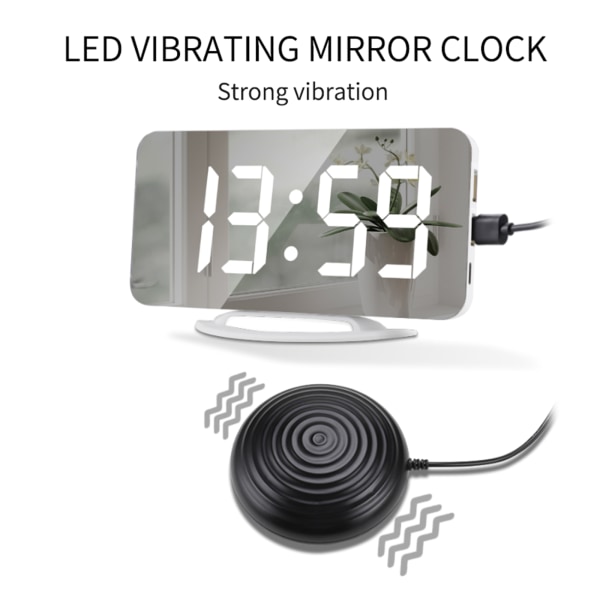 för kreativ vibrerande väckarklocka för extra hög väckarklocka med trådbunden sängvibrator Stor LED-skärm digitalt sovrum