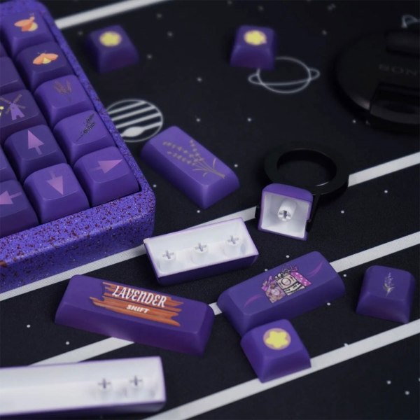 Lavendel Lila XDA Höjd PBT Keycaps 127st Full Set Femsidiga färgämnen