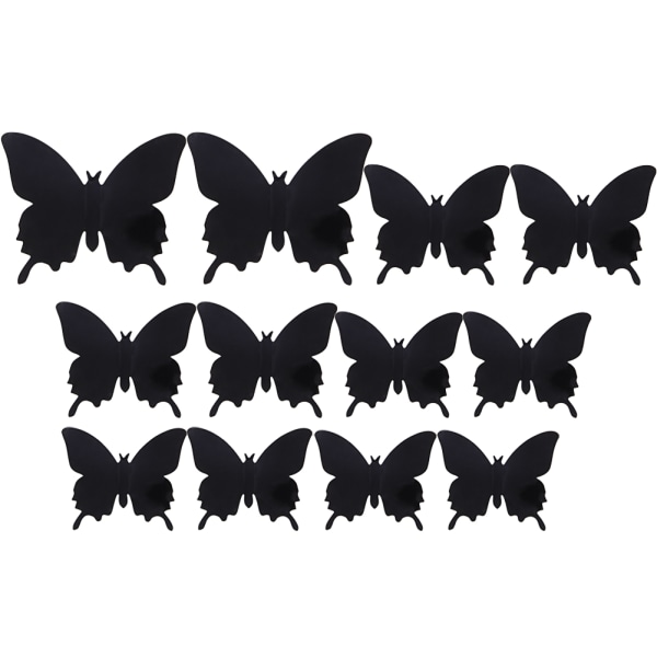 12st Chic 3D för fjärilsklistermärke Väggfjärilsdekaler Dekorkonst DIY Home D Black