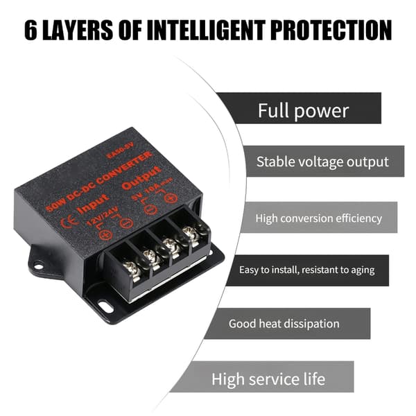 IP68 Vanntett 12V 24V til 5V 10A Strømmodul for bruk i tøffe miljøer