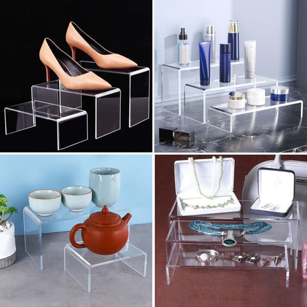 Akryl Display Risers Klart Display Stativ sæt til Figurer Desserter Parfumer
