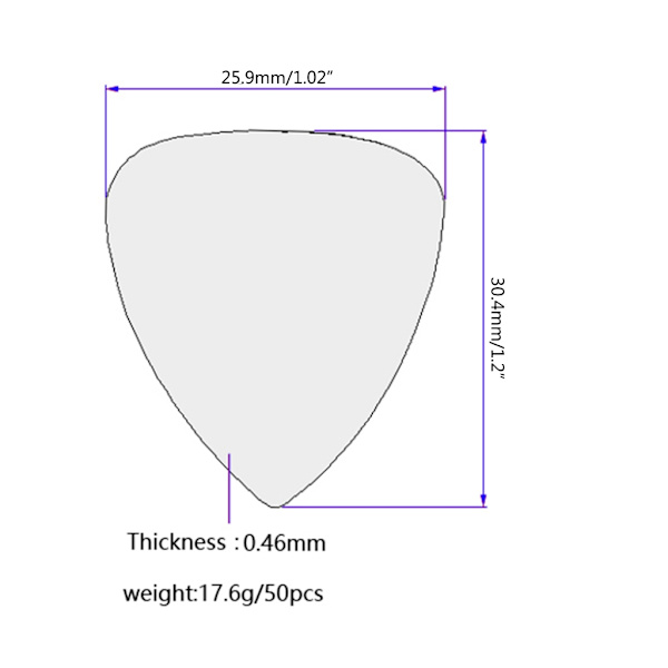 50 st triangulära plektrum 0,46 mm celluloid plektrum gitarrtillbehör
