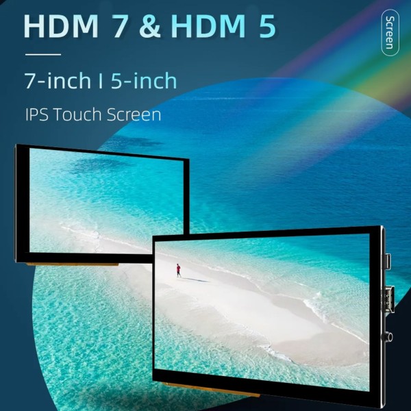 5 tum 7 tum kapacitiv beröringsskärm HDMI5 HDMI7 skärmbildskärm vid betraktningsvinkel 5-punkts beröringsskärm 3,5 mm utgång null - HDMI7