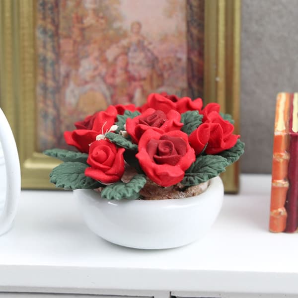 Permanent Rosin Rose Rose Blomsterarrangement Til Modelhus Miniature Scene Plan