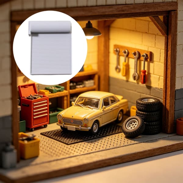 Realistisk Dukkehus Tilbehør 3-Delt Garage Rulledør Model Samling
