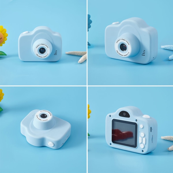 Mini tecknad kamera högupplöst skärm Pedagogiska barnleksaker Bärbar Video Digitalkamera för X22 Blue