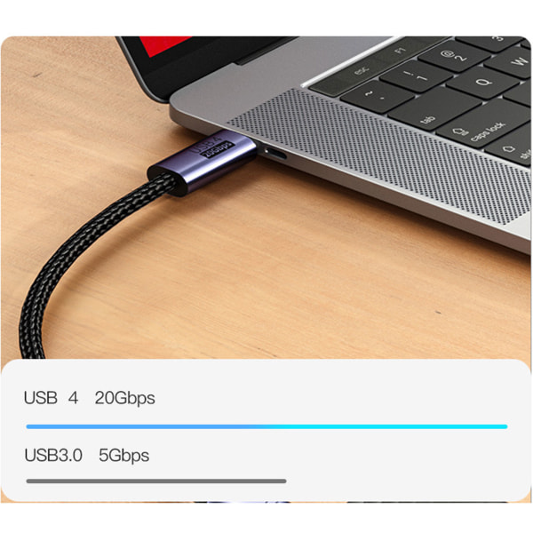 PD100W Type-C USB4 20Gbps 8K60Hz Snabbladdning Laddningskabel Dataöverföringskabel för Macbook Pro 3m