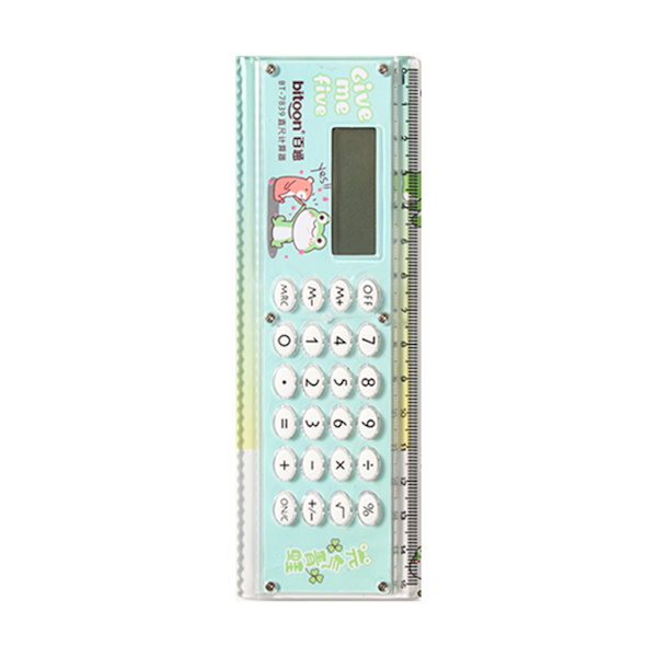 Sarjakuva 2-in-1 digitaalinen laskin Ruler Mini -pöytälaskin Office Home -käyttöön