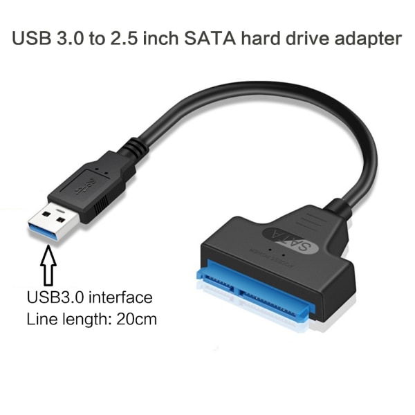 USB 3.0/2.0/typ C till Sata adapterkabel för 2,5" SDD-hårddisk