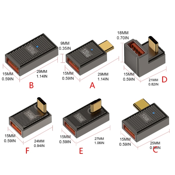 USB C hane till USB3.1 hona Adapter Charge Converter för snabbare laddning och upp till 10 Gbps dataöverföringshastighet null - C