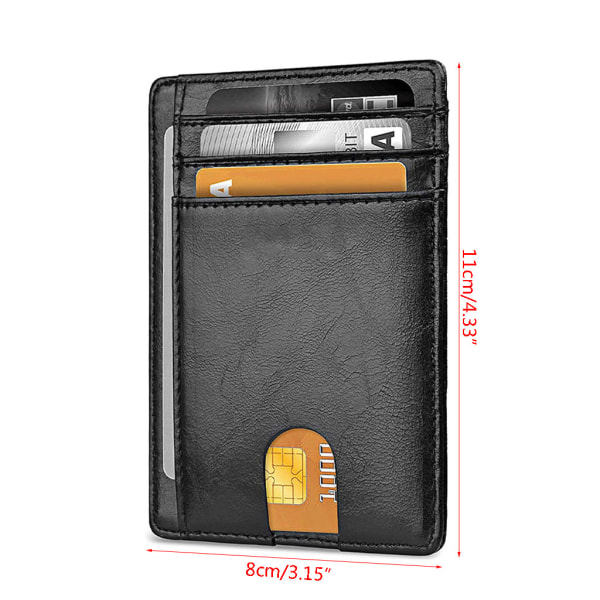 Smal minimalistisk frontficka RFID-blockerande läderplånböcker Present för män kvinnor Black 1