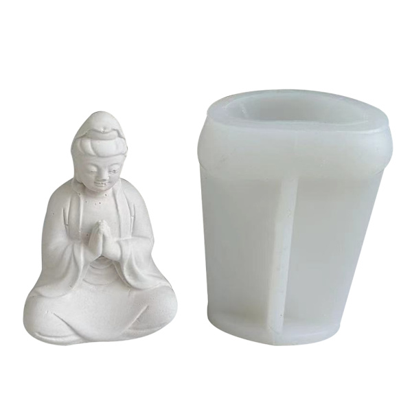 Lotuses Base Buddhas Statue Silikone Form Guanyin Hånd Spejl Form Velegnet til Epoxy Lysestage Familie Bord Dekoration C