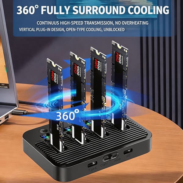 Lodret Design M.2 Duplikator Dock Understøtter 16TB Lagerudvidelse