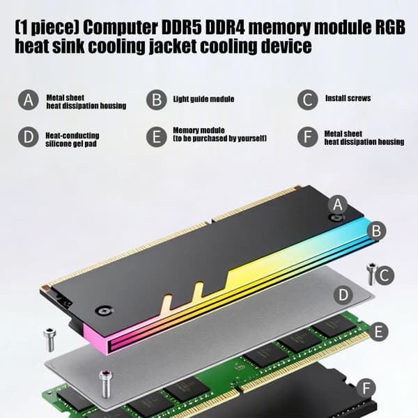 Computermindekølere Køleplade til DDR5 DDR4 DDR3 DDR2 5V 3Pin ARGB Design