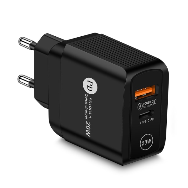 USA/UK/EU-plugg for QC 3.0 PD USB-lader 20w Type C hurtiglader strømadapter Reisetelefonlading for hodetilbehør