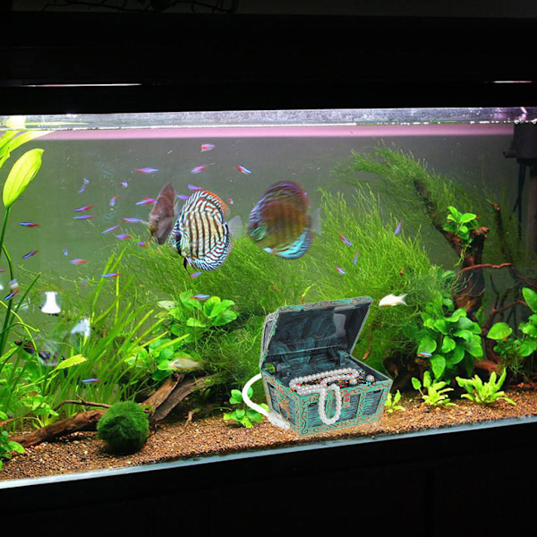 Akvarium Resin Ornamenter Lille skattekiste dekorationer Fisk til Tank Accessor Green