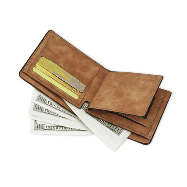Frosted Slim Card Holder Multi-Slot Card Case Pocket Wallet Retro Trifold Pung Dark brown