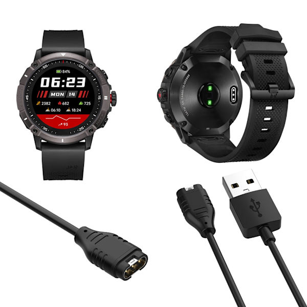 Svart USB power Watch Laddningssladd för Syntime3 TA2000/Astrolink TA600/Syntime2 TA900 Stöd för dataöverföring