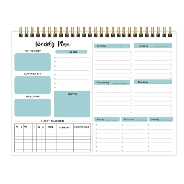 Månedlig Ugentlig Planner Coil-binding Planner Dobbeltsidet Brug Planner Journal