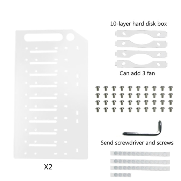 Hårddiskställ Mekanisk hårddiskbur Expansionsfäste Extern 3.5 Desktop Transparent akrylhårddisklåda 10 floors