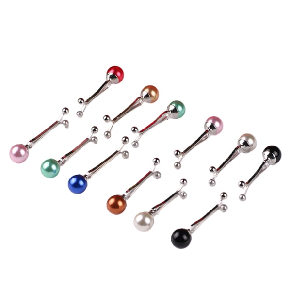 12st Multicolor Pearl Ball Muslim Hijab Scarf U Clips Headscarf Broschnålar