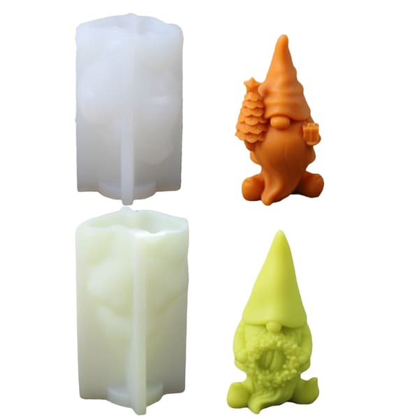 2x/Set 3D Tomtar Silikonform Julformar Jultomte Doftljusformar