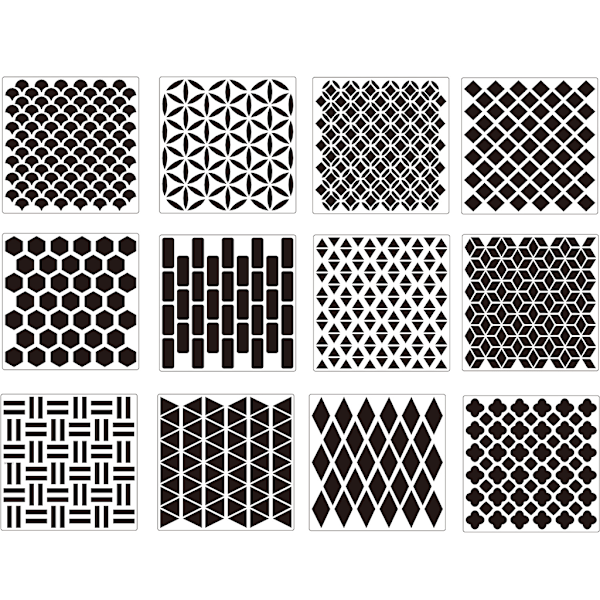 12 kpl Uudelleenkäytettävät maalauspiirustusstensiilit Mandala Dotting -mallisarjat