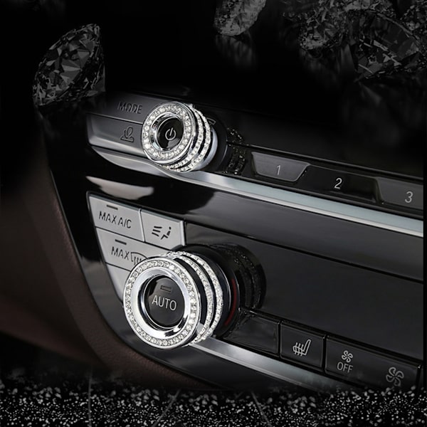 Shiny Diamante Car Start Media Drive Control Decor Ring för Series X5 X7 & x3 18 Typ Media Control Knob Car Engine Decor