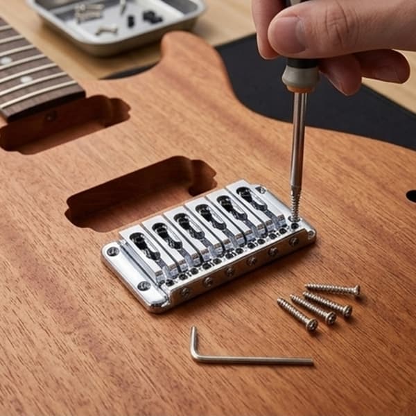 Gitarbro i sinklegering med separate saler for 6-strengs gitar