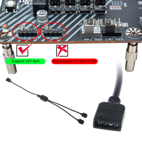 RGB-gränssnittsförlängningskabel 12V 4-stifts radiatorer RGB-fläktkontakt Hub 3-stifts kylfläktkabel för dator ATX för Cas A