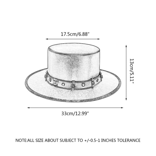 Steampunk Pestedoktorhat PU Læder Sort Flad Top Hat til Halloween Cosplay