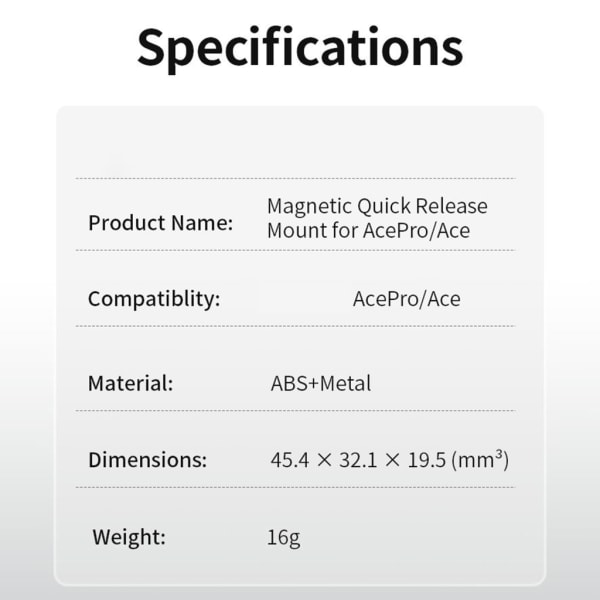 Quick Release Clamp Magnetisk ram Fast fäste för Ace/Ace Pro -kamera