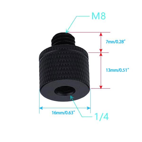 2 delar DSLR-kameraskruvar 1/4 till M4 M5 M6 M8 M10 M12 omvandlingsskruv 1/4 monteringsadapterskruv för projektorstativljusstativ A31