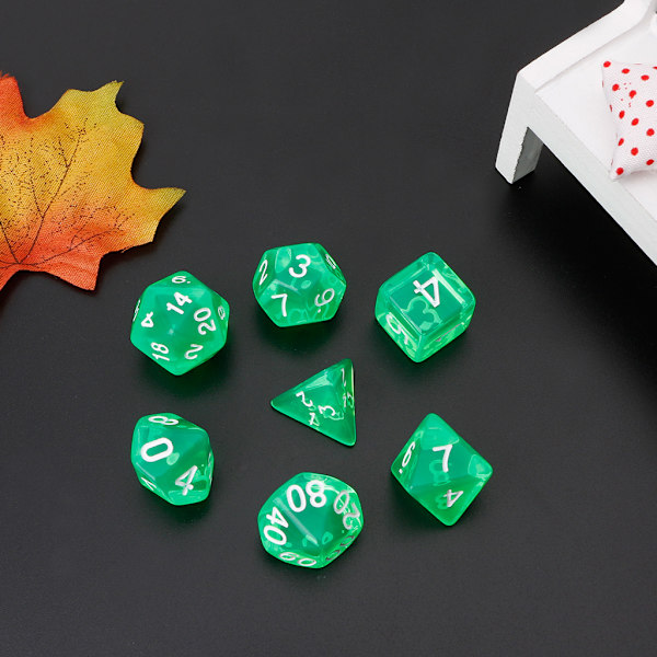 7 st transparent polyhedral tärningsspel för Dragon Pathfinder D20 D12 2xD10 D8 D6 D4 Pink