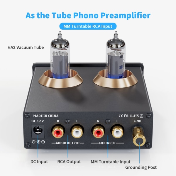 Tube Preamp Headphone Preamp Mini Stereo Preamplifier för skivspelare null - AU
