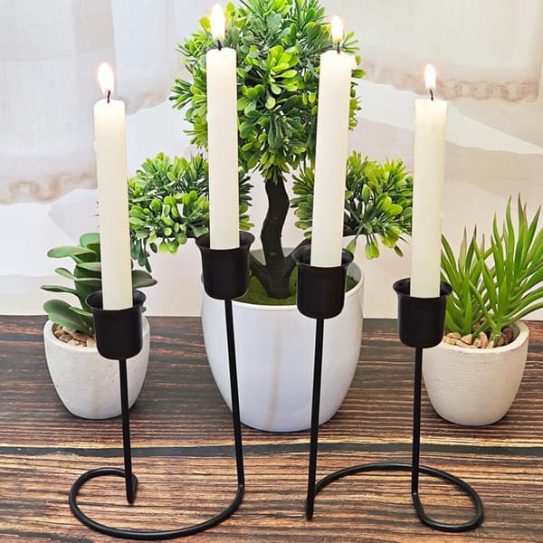 Jern Telysholdere Dekorative Lysestaker, Doble Lysestaker