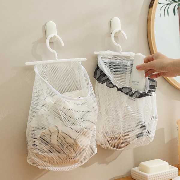 Hängande tvättkorg Tvättväska att hänga Vikbar mesh Smutsig tygkorg med bärhandtag Hotellanvändning White