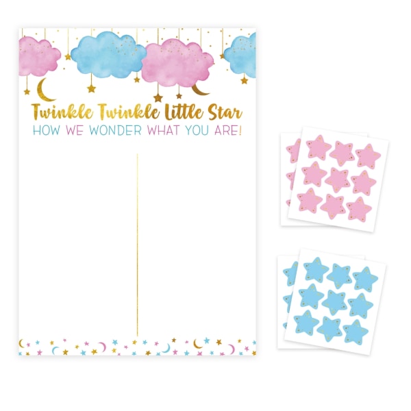 Drenge eller pige køn afsløre spil Cloud-plakat med stemmeklistermærker Køn Baby køn Forudsigelse dekoration Baby shower