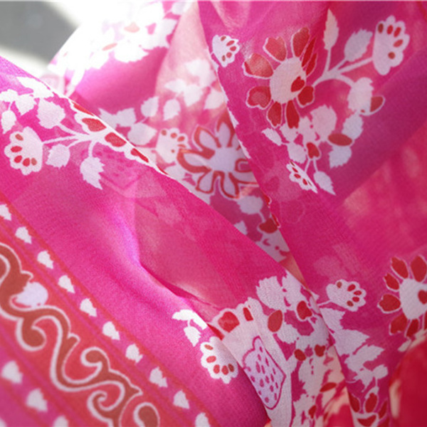 Dam Chiffon Kimono Cardigan Bohemisk Retro Röd Paisley Blommig